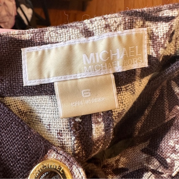 Michael Kors Bamboo Print 100% Linen Dress with Grommet Detail - Picture 8 of 9